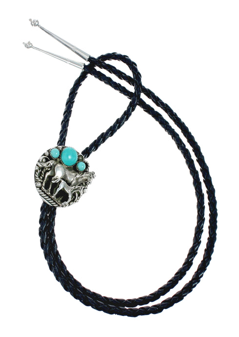 Navajo Turquoise Sterling Silver Horse Bolo Tie TX10174